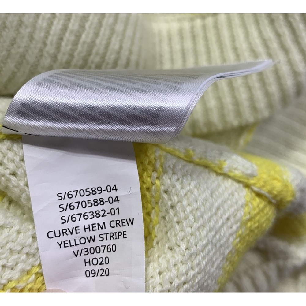 Gap Curve Hem Crew Yellow Stripe Sweater Women's Small Cotton - Picture 5 of 6